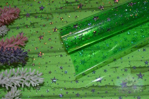Декоративная плёнка "Звёзды", цв. зелёный, 20*15 см