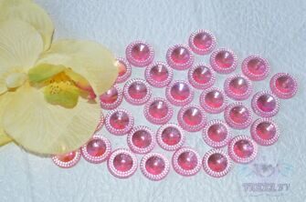 Стразы Круг-декор, 14 мм, цв. розовый