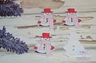 Фигурка из фанеры "Снеговик в шарфе", 35*25 мм, цв. красный