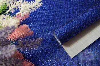 Кожзам декоративный Сетка (блёстки), цв. синий, 20*30 см