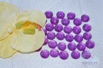 Стразы круглые Бисер, 12 мм, цв. фиолетовый