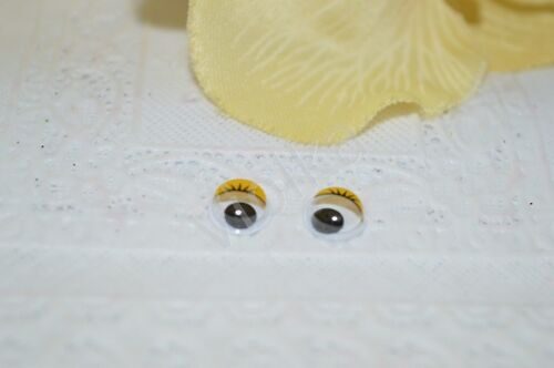 Глазки бегающие с ресничками, 8 мм, цв. жёлтый