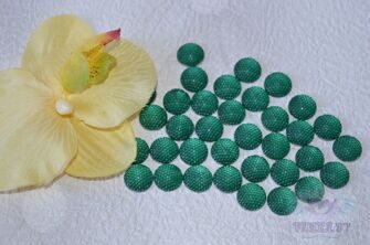 Стразы круглые Бисер, 12 мм, цв. зелёный