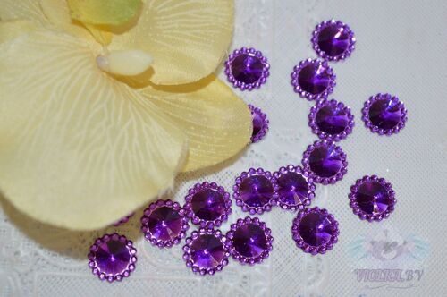 Стразы-декор "Цветок" 12 мм цв.  фиолетовый