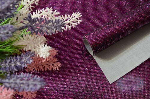 Кожзам декоративный Сетка (блёстки), цв. фиолетовый, 20*30 см