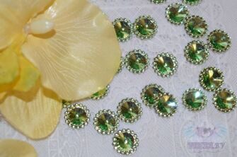 Стразы-декор "Цветок" 12 мм цв.  салатовый