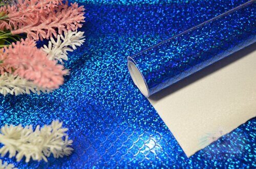 Кожзам декоративный Чешуя (ламинация), цв. синий, 20*15 см