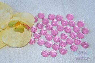 Стразы круглые Бисер, 12 мм, цв. светло-розовый