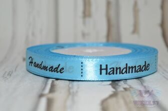 Лента атласная Handmade, 10 мм, цв. голубой