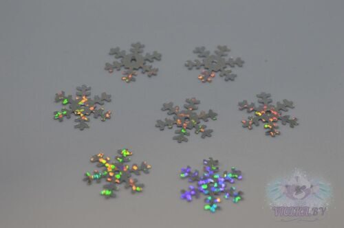 Пайетки-снежинки, 18 мм, цв. серебро
