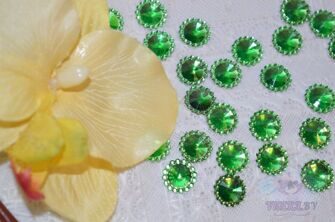 Стразы-декор "Цветок" 12 мм цв. зеленый