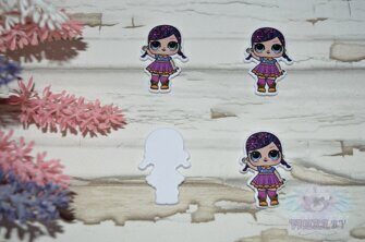 Кабошон Кукла  с фиолетовыми косичками, 40*20 мм (9)