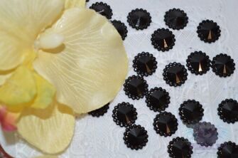 Стразы-декор "Цветок" 12 мм цв.  чёрный