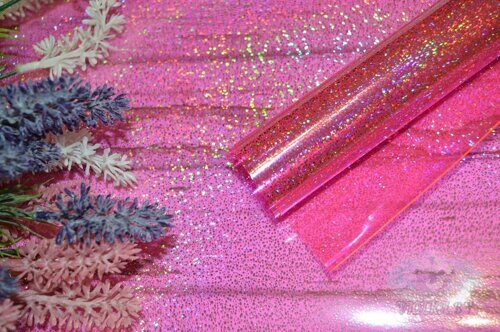 Декоративная плёнка "Глиттер" (хамелеон), цв. ярко-розовый, 20*30 см