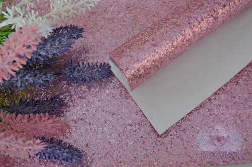 Кожзам декоративный Блёстки (ламинация), цв. светло-розовый, 20*30 см