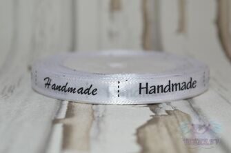 Лента атласная Handmade, 10 мм, цв. белый