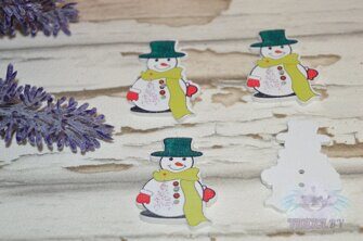 Фигурка из фанеры "Снеговик в шарфе", 35*25 мм, цв. зелёный