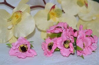 Цветы "Мак" на веточке, цв. розовый, 4,5 см