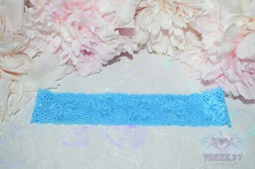 Повязка кружевная, цв. голубой , 35 мм