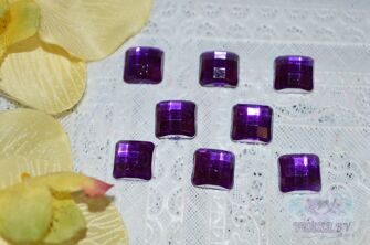 Стразы граненые 12 мм, квадратные, цв. фиолетовый