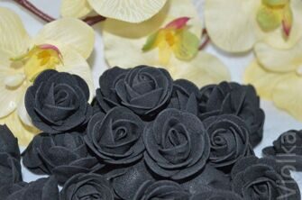 Роза 3 см, цв. чёрный