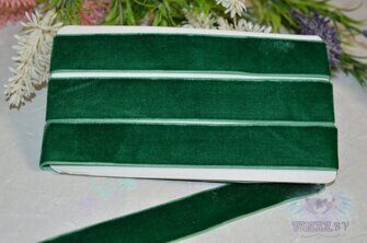 Лента бархатная 25 мм, цв. зеленый № 163