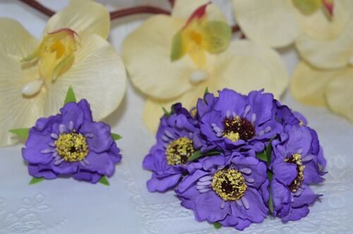 Цветы "Мак" на веточке, цв. фиолетовый, 4,5 см