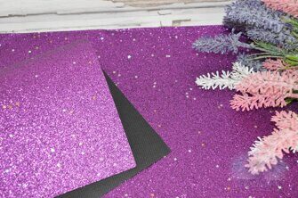 Кожзам декоративный Глиттер Звёздочки, цв. фиолетовый, 22*16,5 см