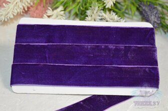 Лента бархатная 25 мм, цв. тёмно-фиолетовый №90
