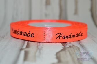 Лента атласная Handmade, 12 мм, цв. оранжевый неон