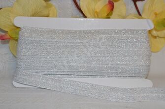 Тесьма эластичная с люрексом, 15 мм, цв. серебро