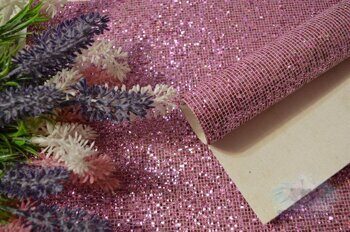 Кожзам декоративный Сетка (блёстки), цв. розовый, 20*30 см