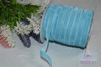 Лента бархатная 10 мм, цв. голубой