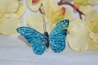 Бабочка декоративная, 10 см, цв. бирюзовый