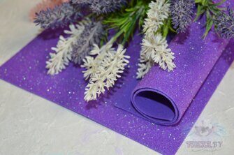 Фоамиран глиттерный перламутровый 2 мм, цв.фиолетовый