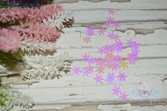 Пайетки-снежинки, 18 мм, цв. белая голография