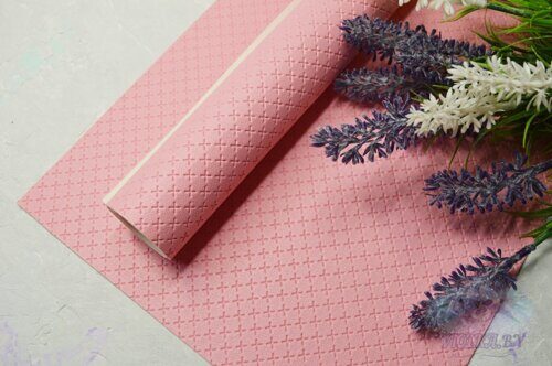 Кожзам текстурный "Плюсики" 20*30 см, цв. розовый