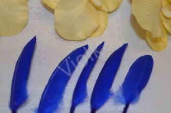 Перо декоративное, 13-15 см, цв. синий