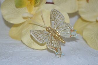 Бабочка декоративная,  5 см, цв. золотистый