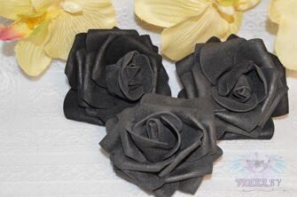 Роза 7 см, цв. чёрный