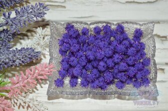 Помпоны с люрексом, 10 мм, цв. фиолетовый