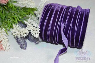 Лента бархатная 10 мм, цв. тёмно-фиолетовый №2