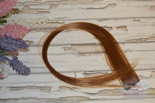 Цветные пряди волос, длина 50 см, цв. коричневый