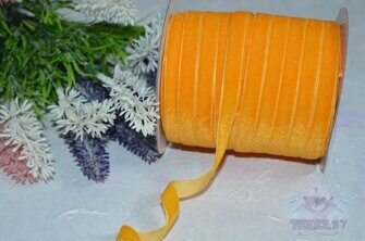 Лента бархатная 10 мм, цв. оранжевый
