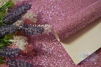Кожзам декоративный Сетка (блёстки), цв. розовый, 20*15 см