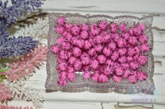 Помпоны с люрексом, 10 мм, цв. розовый