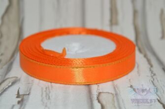 Лента атласная с люрексом, 12 мм, цв. оранжевый