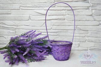 Корзинка плетеная, цв. фиолетовый, d 11 см * h 9,5 см * h 28 см