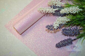 Кожзам с перламутровыми блестками 20*15 см, цв. светло-розовый