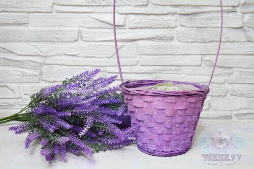 Корзинка плетеная, цв.фиолетовый, d 16 см * h 11 см * h 37 см
